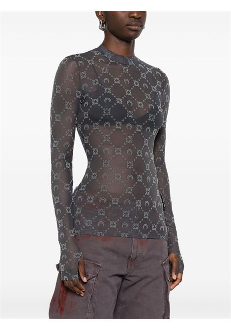 mesh moongram highneck top woman black MARINE SERRE | WTO388A CJER0005BK99